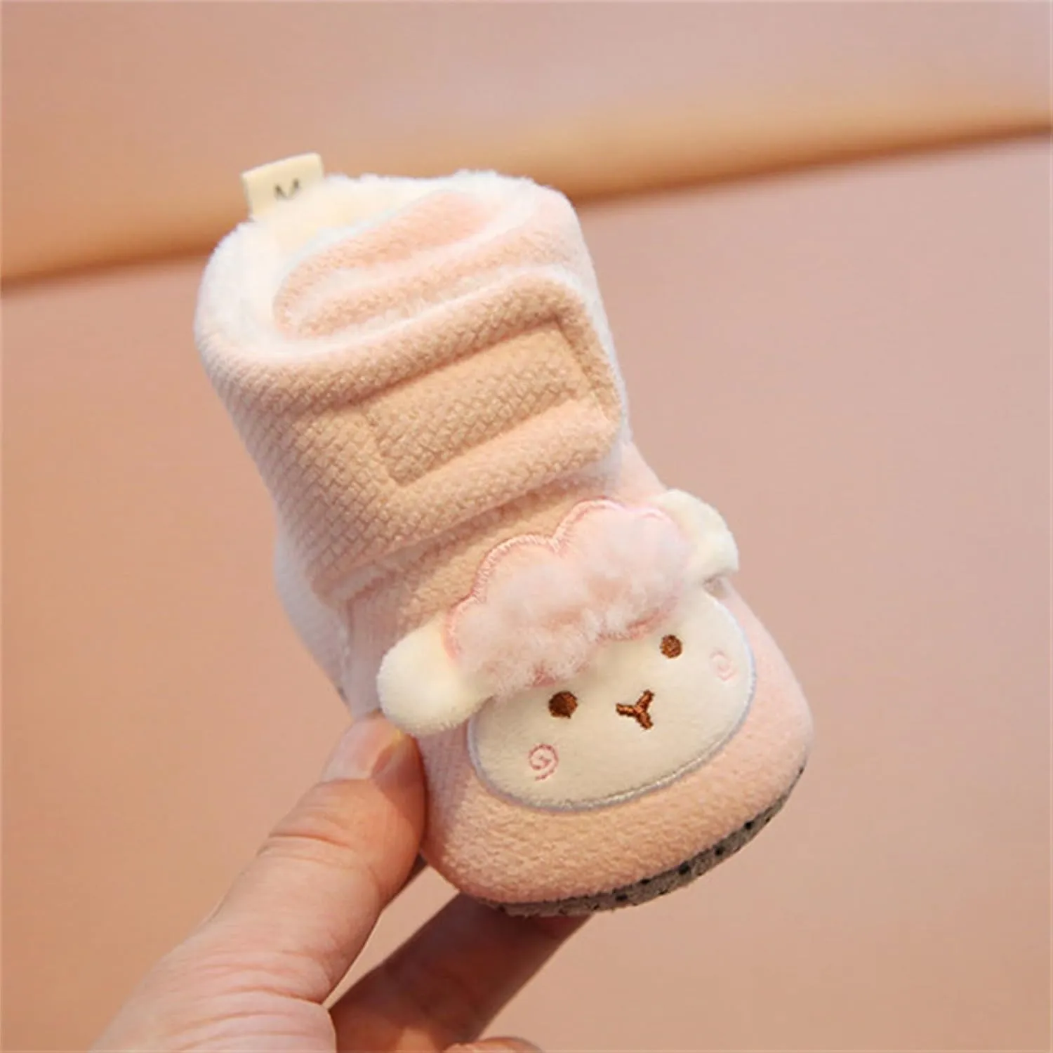 Baby Sock Shoes Plush Lined Slip On Shoes For Toddler Sheep Non Slip Snow Ankle Boots Soft Sole Flat Shoes