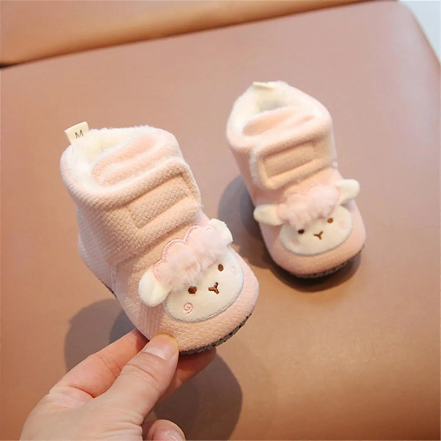 Baby Sock Shoes Plush Lined Slip On Shoes For Toddler Sheep Non Slip Snow Ankle Boots Soft Sole Flat Shoes