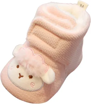 Baby Sock Shoes Plush Lined Slip On Shoes For Toddler Sheep Non Slip Snow Ankle Boots Soft Sole Flat Shoes