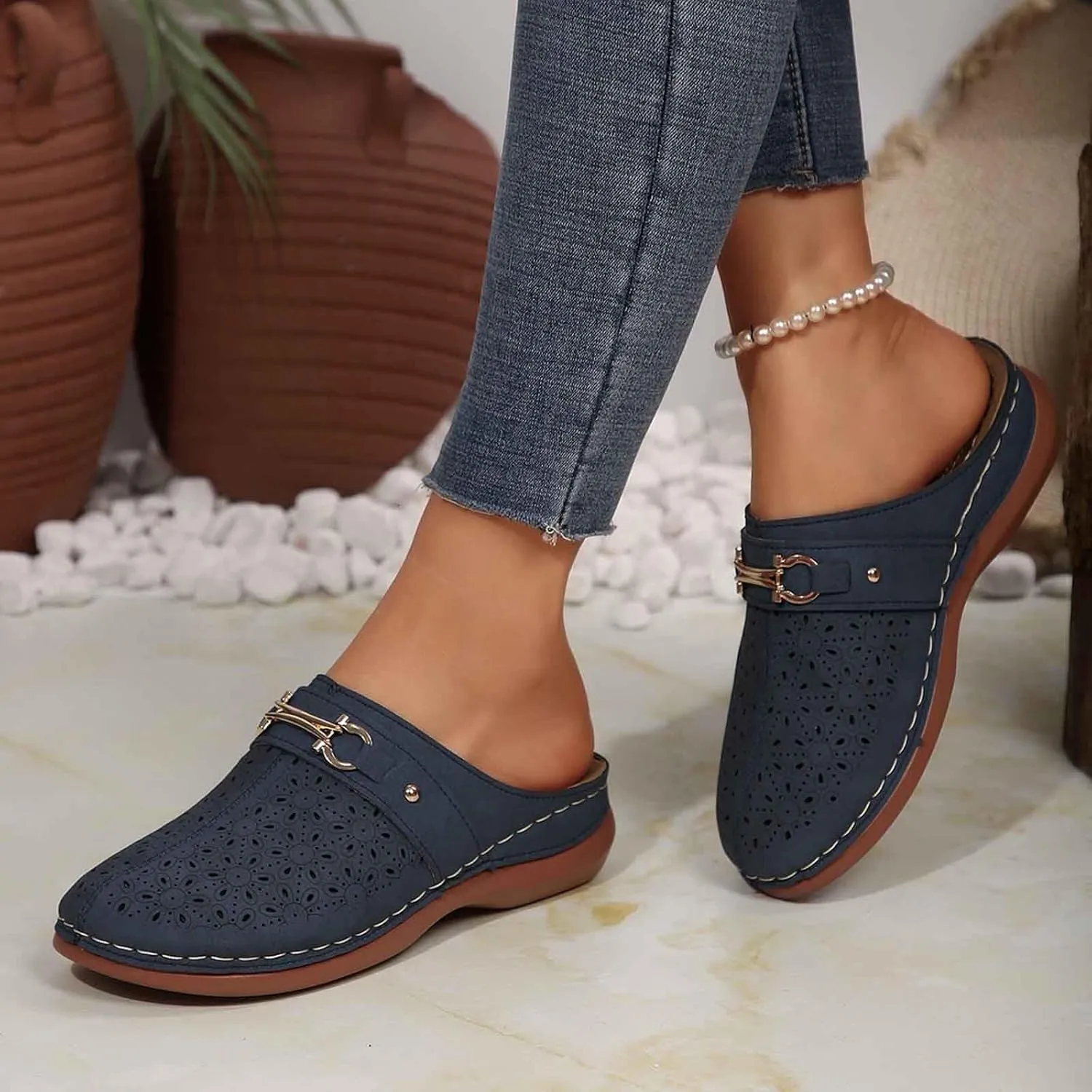 Beach Shoes Women's Slippers Seaside Vacation Flat One Slipper Sandals Sandals with Flowers Women