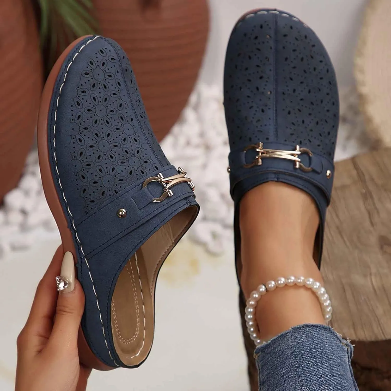 Beach Shoes Women's Slippers Seaside Vacation Flat One Slipper Sandals Sandals with Flowers Women