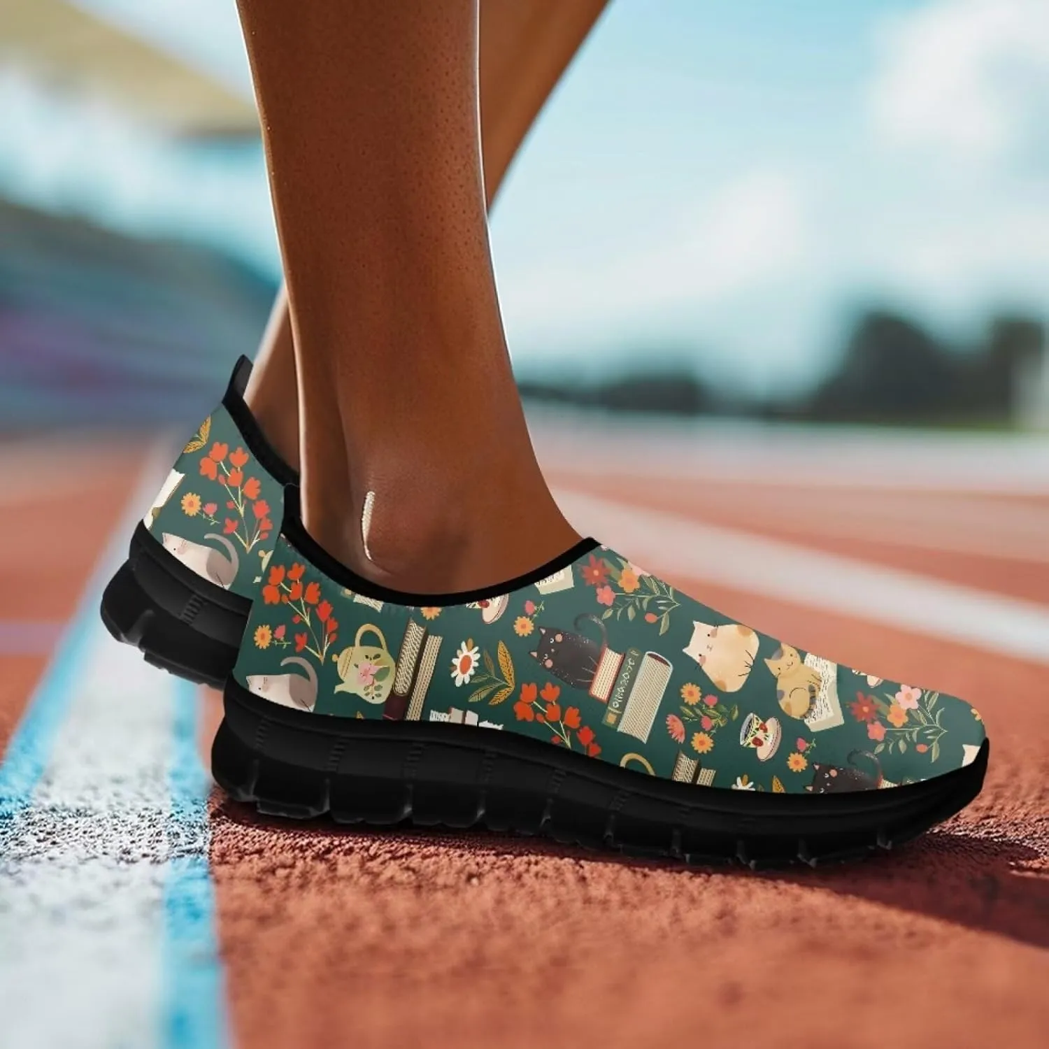 Binienty Vintage Art Loafers Women Low Cut Casual Shoes Slip On Walking Sneakers Pull-On Loafer Flats