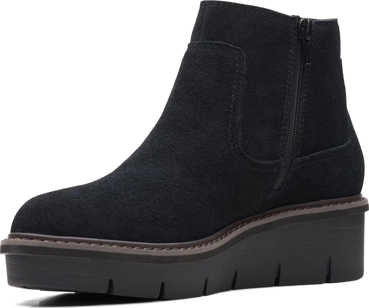Clarks Womens AIRABELL STYLE Faux Leather Wedge Ankle Boots