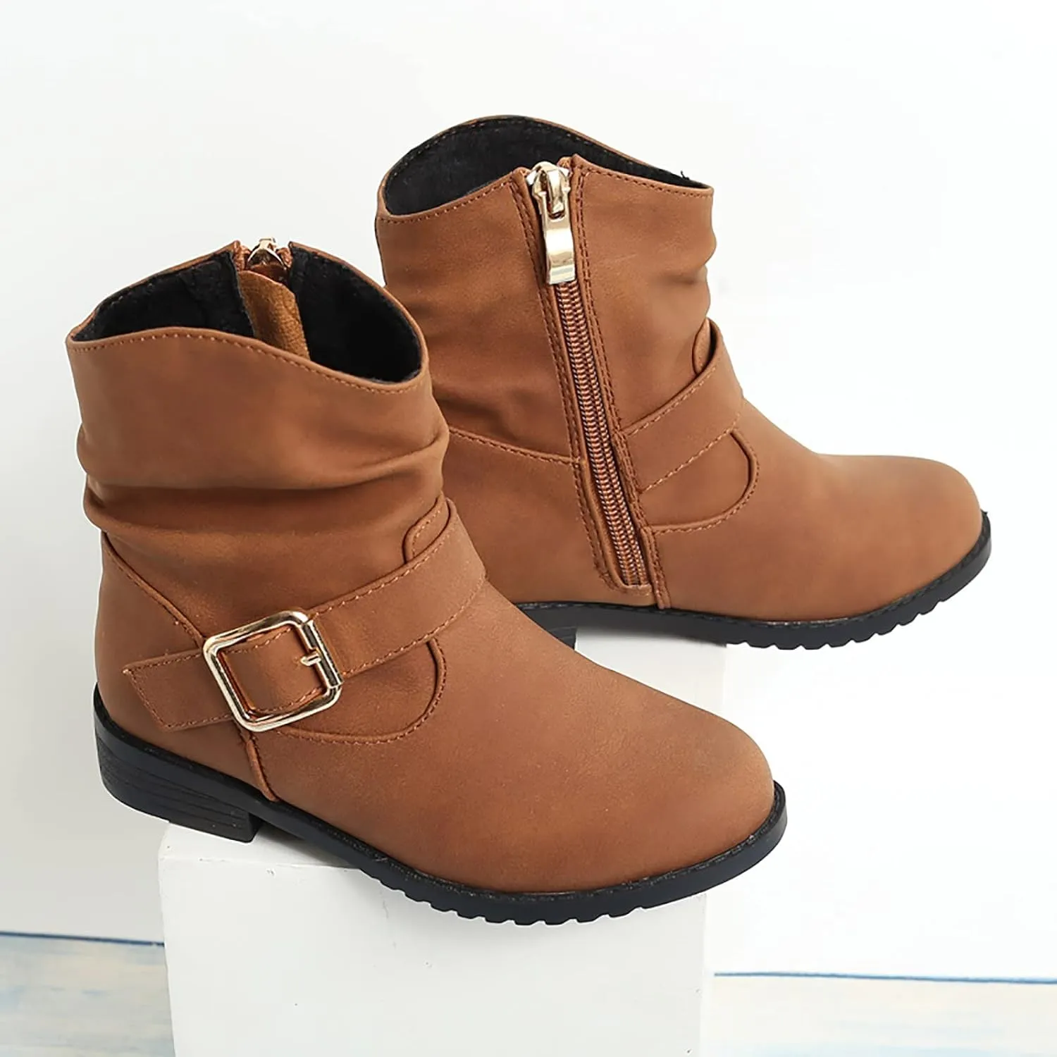 Cowboy Boots Toddler Girl Girls Ankle Boots Side Zipper Booties Little Girls Western Boots Low Heel Riding Booties
