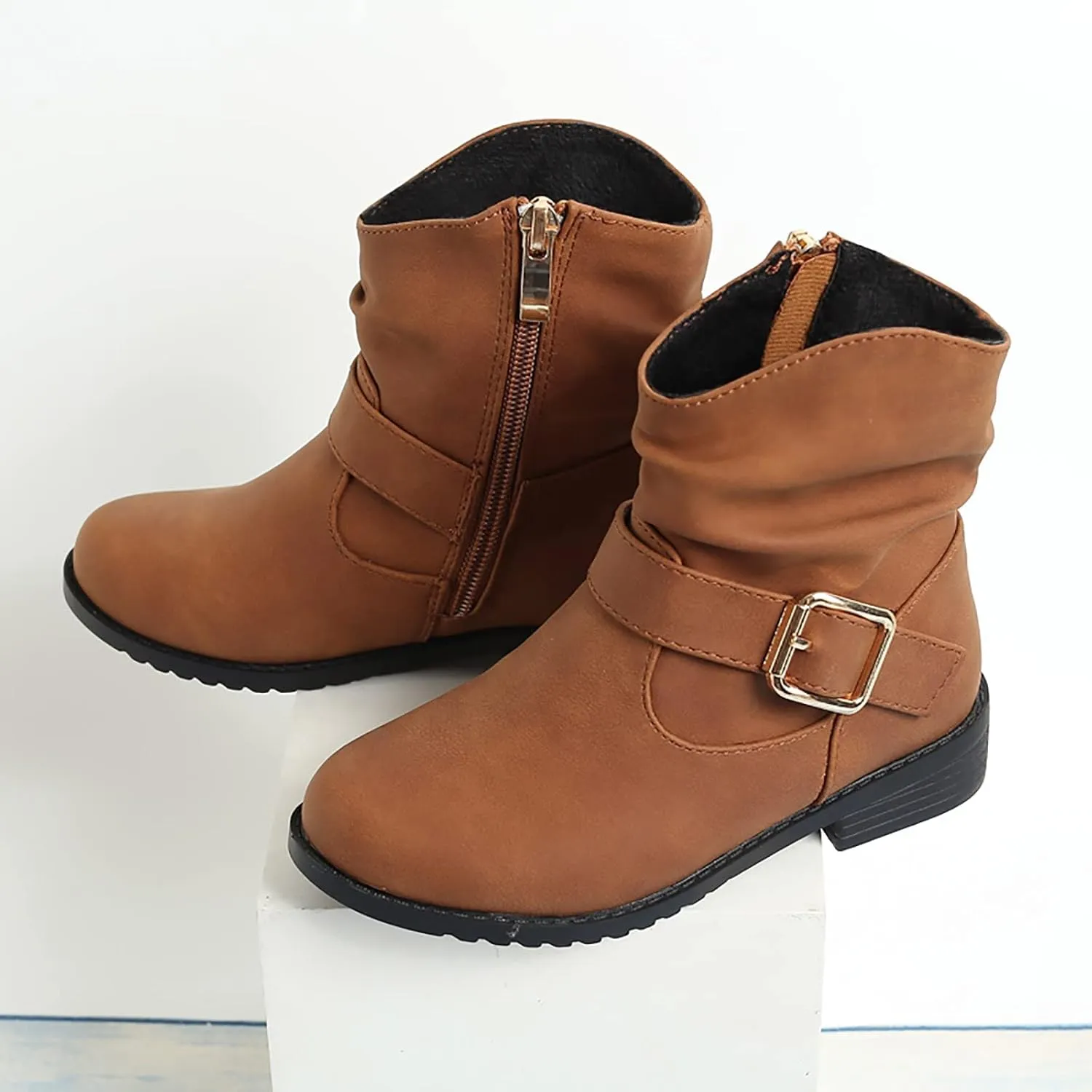 Cowboy Boots Toddler Girl Girls Ankle Boots Side Zipper Booties Little Girls Western Boots Low Heel Riding Booties