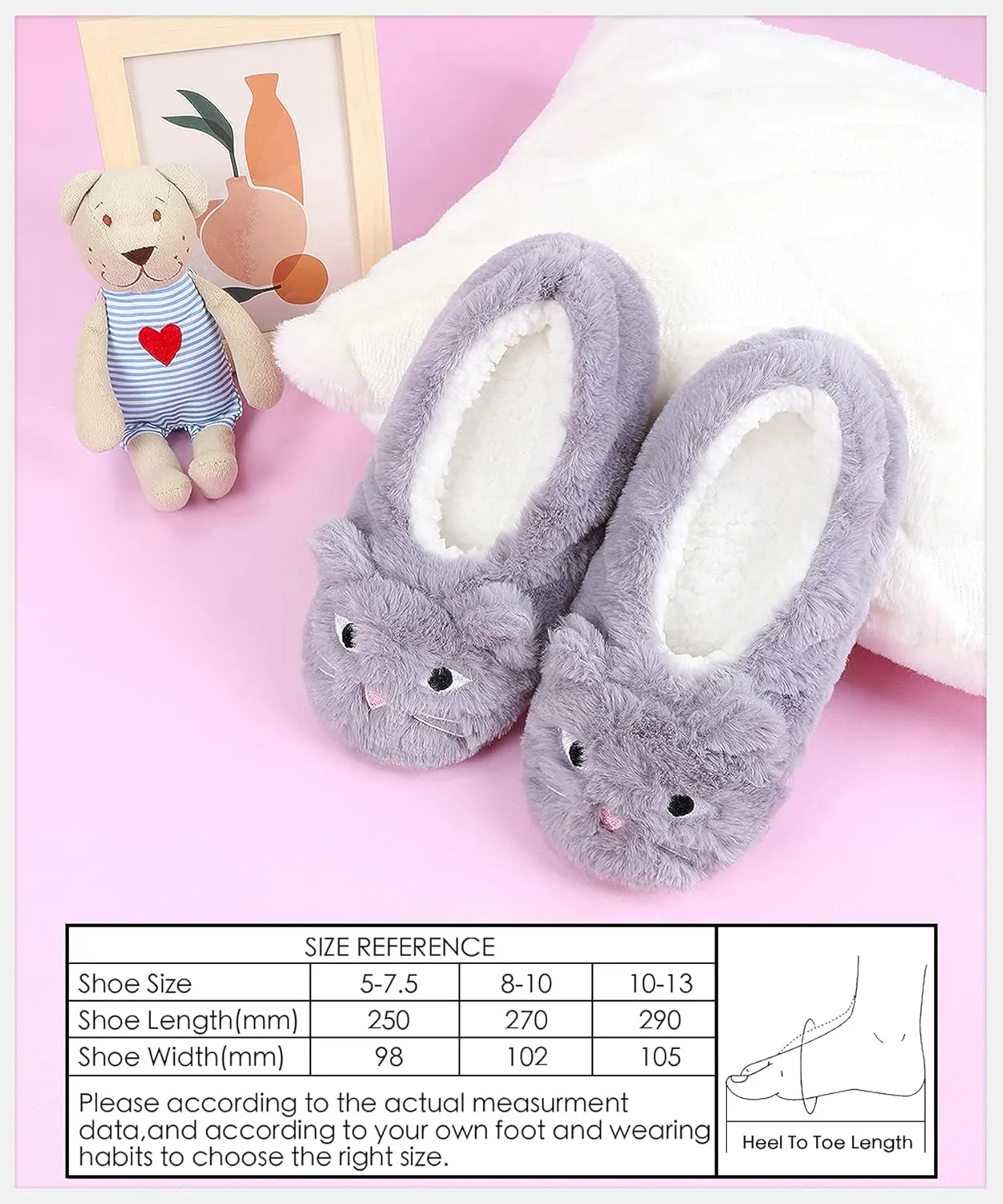 DICUIRD Womens Animal Soft Sole Slipper Socks with Grippers-Fuzzy House Cute Slippers