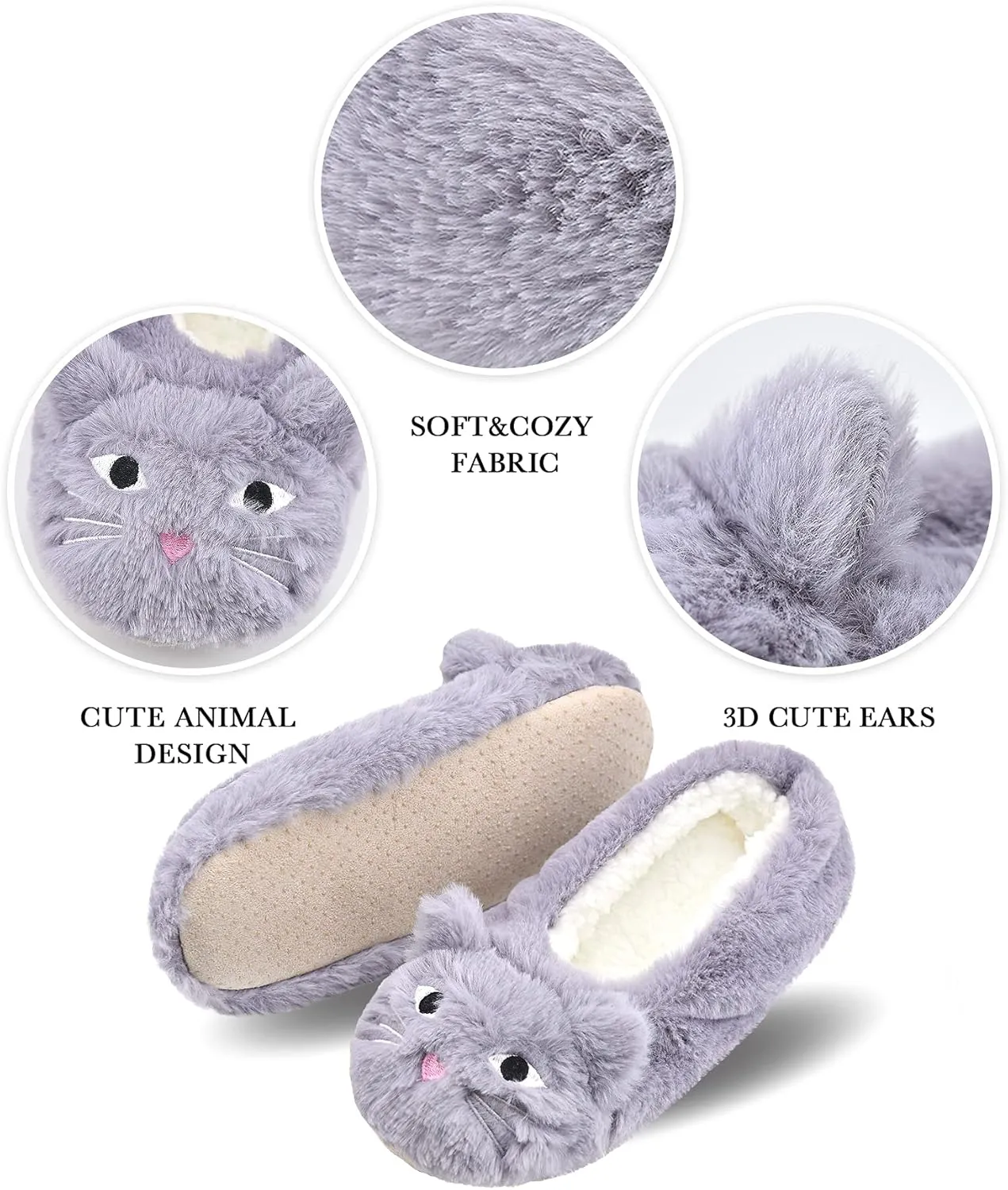 DICUIRD Womens Animal Soft Sole Slipper Socks with Grippers-Fuzzy House Cute Slippers