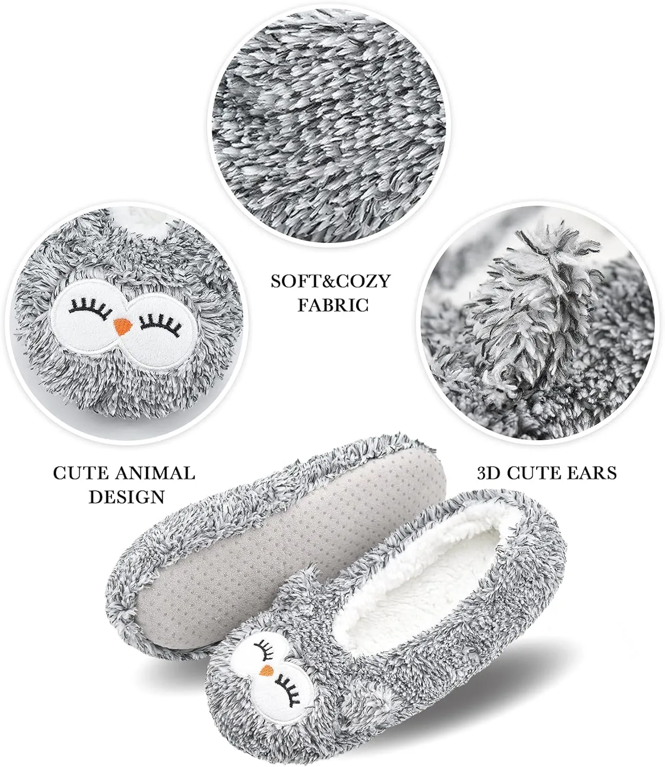 DICUIRD Womens Animal Soft Sole Slipper Socks with Grippers-Fuzzy House Cute Slippers