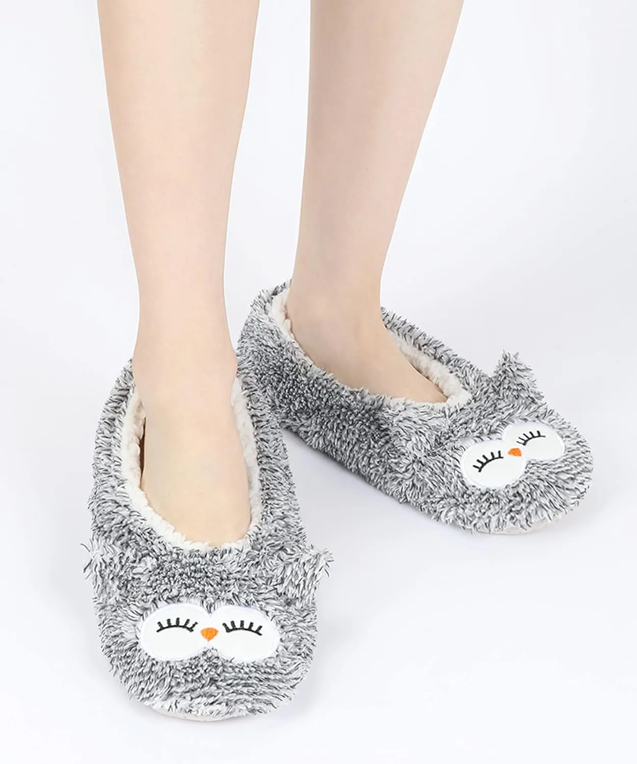 DICUIRD Womens Animal Soft Sole Slipper Socks with Grippers-Fuzzy House Cute Slippers