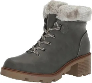 EVANS Women's Bella Winter Lace Up Faux Leather Boot Fashion