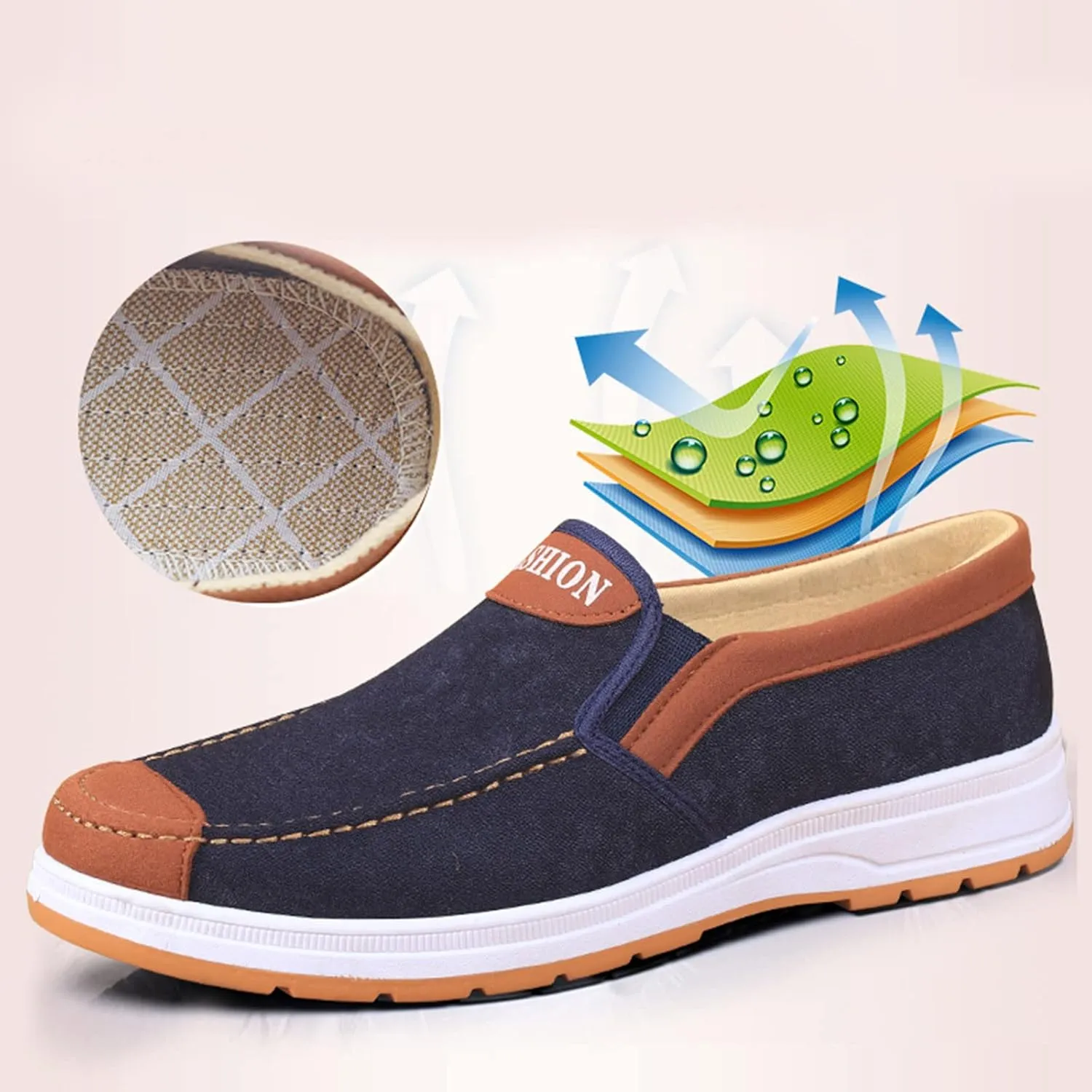 Fashion All Season Men Casual Shoes Flat Bottom Non Slip Cloth Colorblock Comfortable and Elastic Slip On Tennis Court Shoes Men, 10.5
