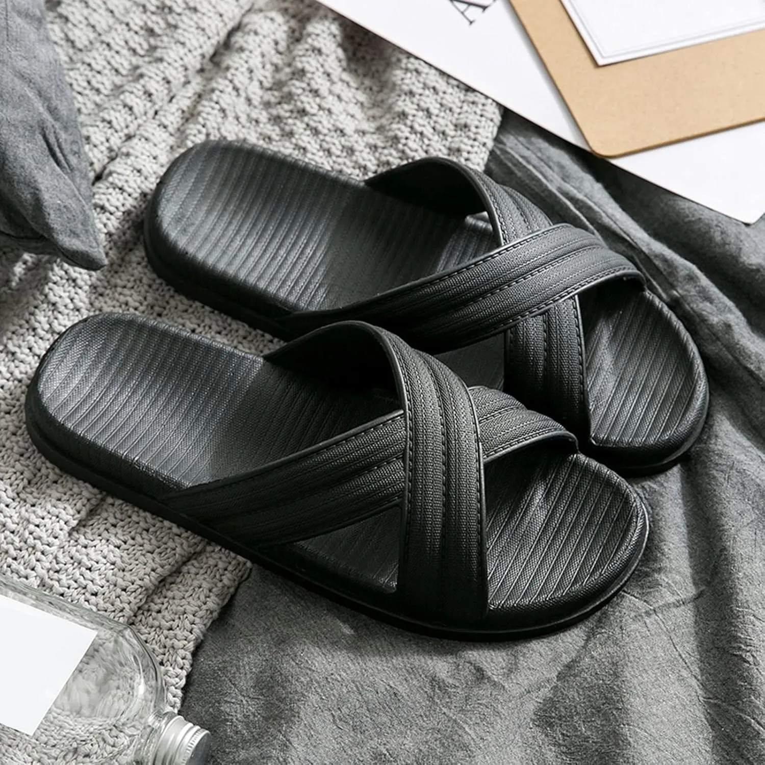 Fashion Couples Men Shower Room Home Non Slip Breathable Soft Sole Shoes Slipper Mens Slippers Size 9 Memory Foam