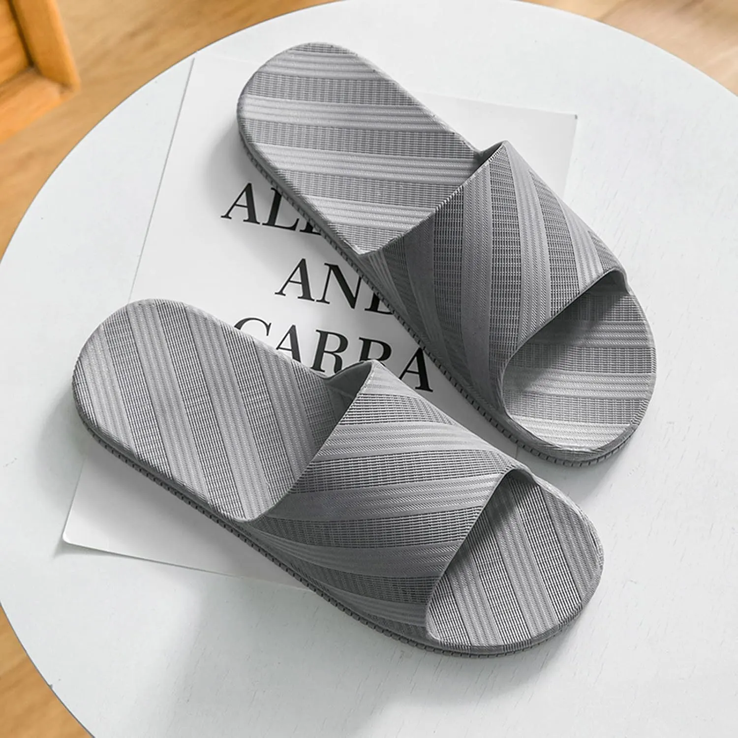 Fashion Couples Men Shower Room Home Non Slip Soft Sole Shoes Slipper Comfortable Flat Shoes Mens Slippers No Back