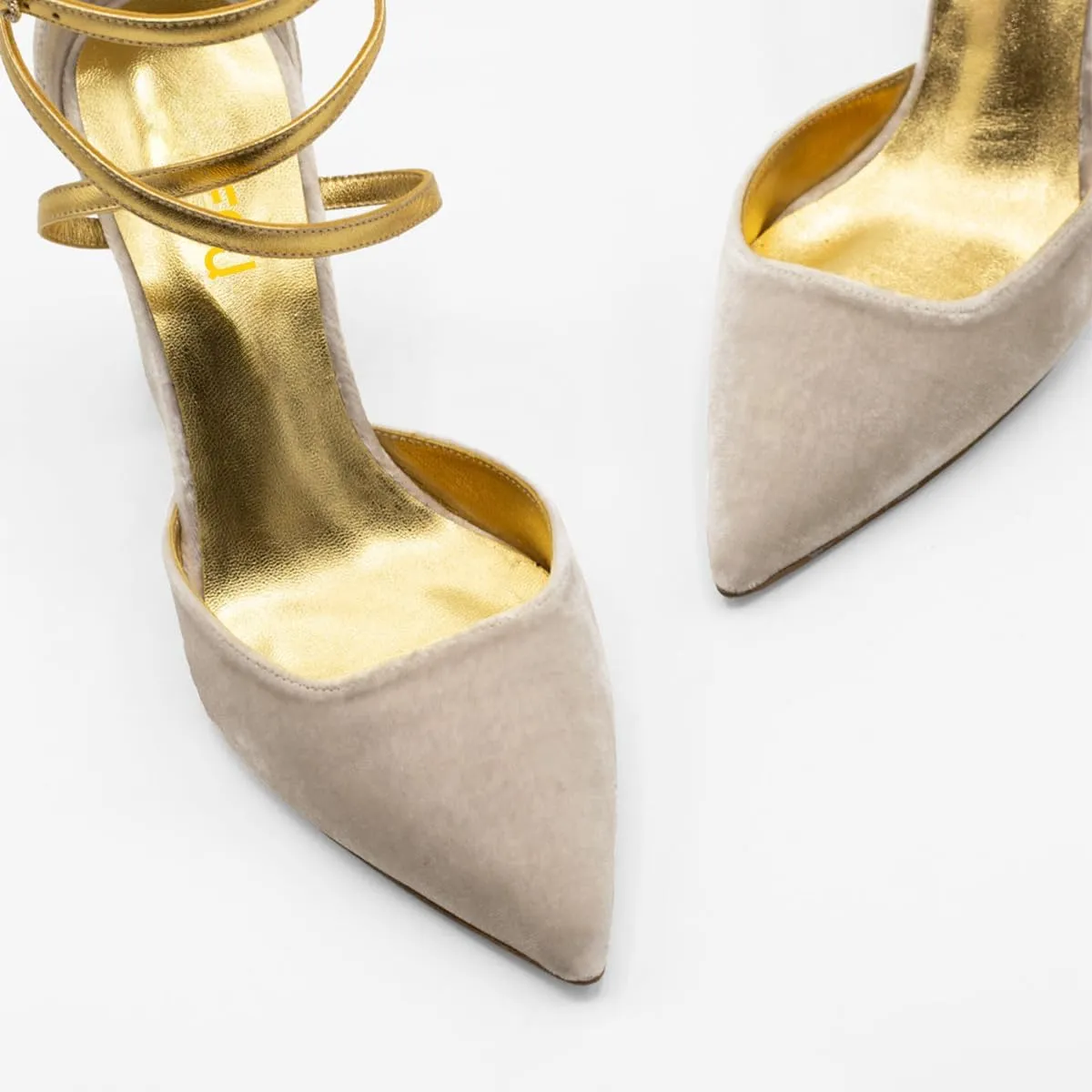 FSJ Women Bridal Chunky High Heels Pointed Toe Pumps Cross Strap D'Orsay Velvet Block Heel Sandals Wedding Evening Shoes Size 4-16 US