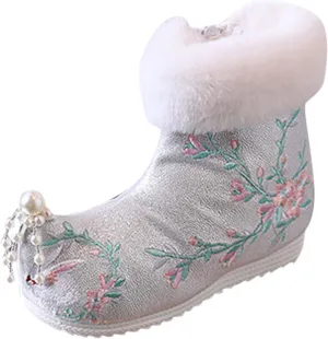 Girls Ankle Pearl Boots Warm Cotton Boots Embroidered Boots National Boots Cotton Boots Toddler Tan Boots