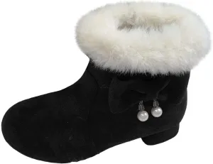 Girls Low Heel Snow Boots Outdoor Warm Anti Mid Calf Padded Small Large Children'S Winter Big Girls Winter Boots