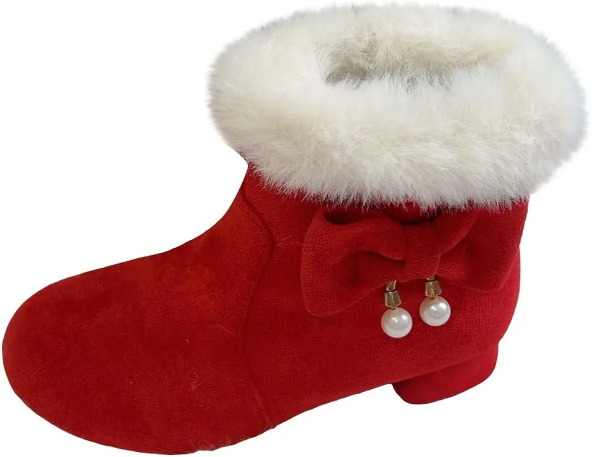 Girls Low Heel Snow Boots Outdoor Warm Anti Mid Calf Padded Small Large Children'S Winter Big Girls Winter Boots