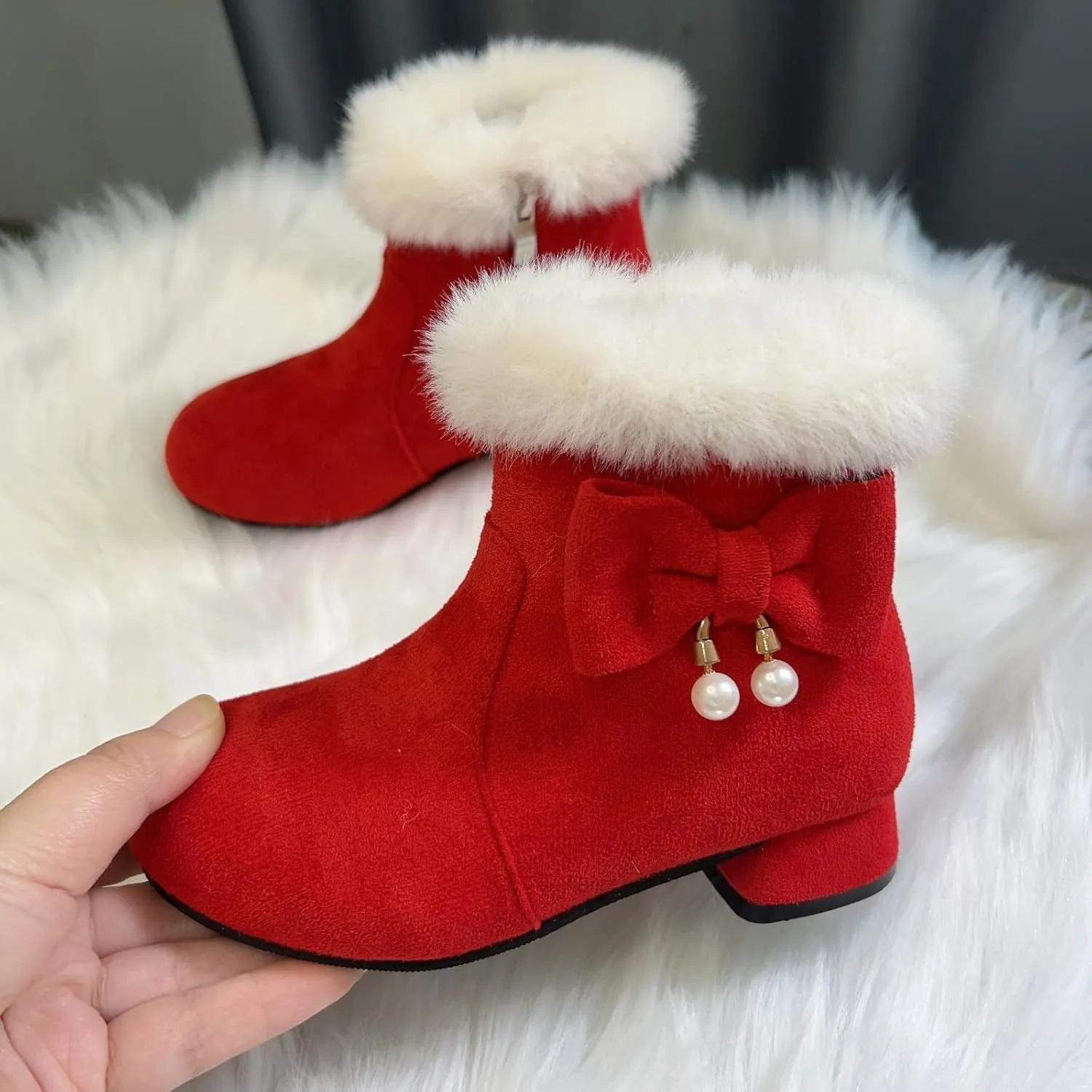 Girls Low Heel Snow Boots Outdoor Warm Anti Mid Calf Padded Small Large Children'S Winter Big Girls Winter Boots