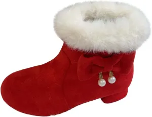 Girls Low Heel Snow Boots Outdoor Warm Anti Mid Calf Padded Small Large Children'S Winter Big Girls Winter Boots