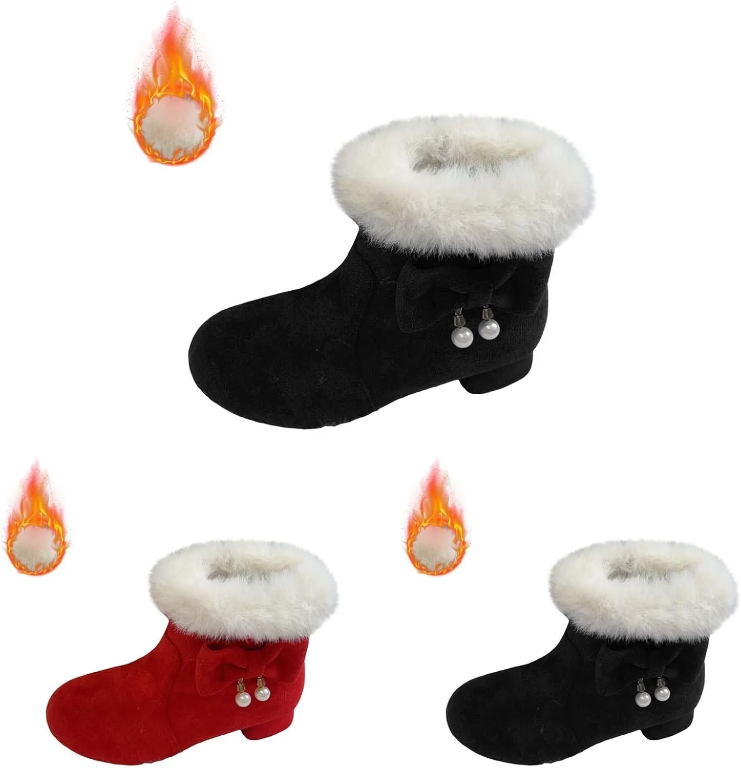 Girls Low Heel Snow Boots Outdoor Warm Anti Mid Calf Padded Small Large Children'S Winter Big Girls Winter Boots