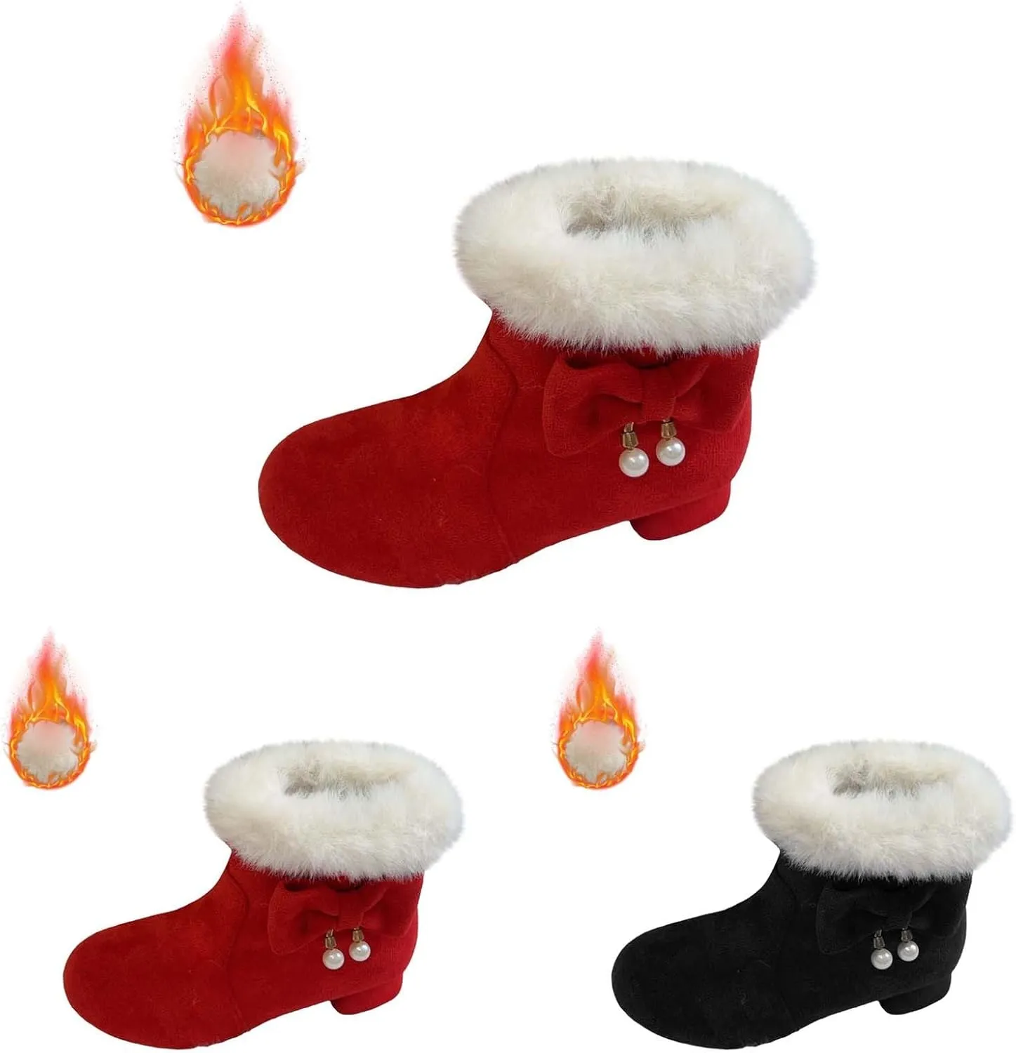 Girls Low Heel Snow Boots Outdoor Warm Anti Mid Calf Padded Small Large Children'S Winter Big Girls Winter Boots