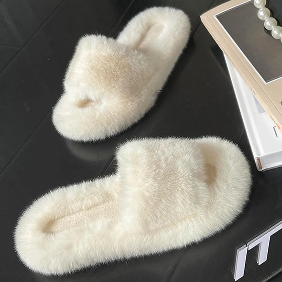 Harssidanzar Women Memory Foam House Bedroom Slippers Sandals Slides Soft Flat Comfy Anti-Slip Open Toe Indoor Outdoor Slip on KL504US