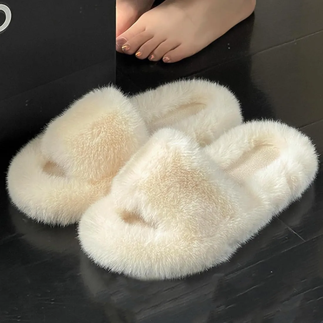 Harssidanzar Women Memory Foam House Bedroom Slippers Sandals Slides Soft Flat Comfy Anti-Slip Open Toe Indoor Outdoor Slip on KL504US