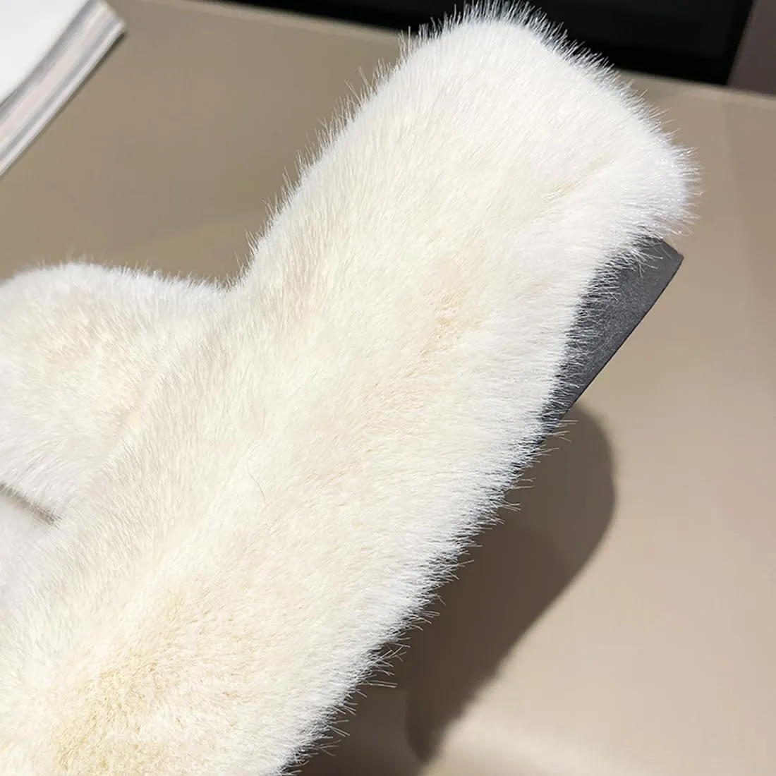 Harssidanzar Womens Fuzzy Comfy Faux Fur House Slippers Shoes,Furry Slides,Slip On Slipper For Women's KL505US