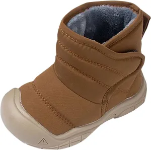 Insulated Snow Shoes For Boy Winter Non Slip Walking Shoes Plush Lined Slip On Shoes Waterproof Hiking Boots (Brown, 7.5 Toddler)