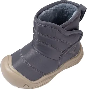 Insulated Snow Shoes For Boy Winter Non Slip Walking Shoes Plush Lined Slip On Shoes Waterproof Hiking Boots (Grey, 7 Toddler)