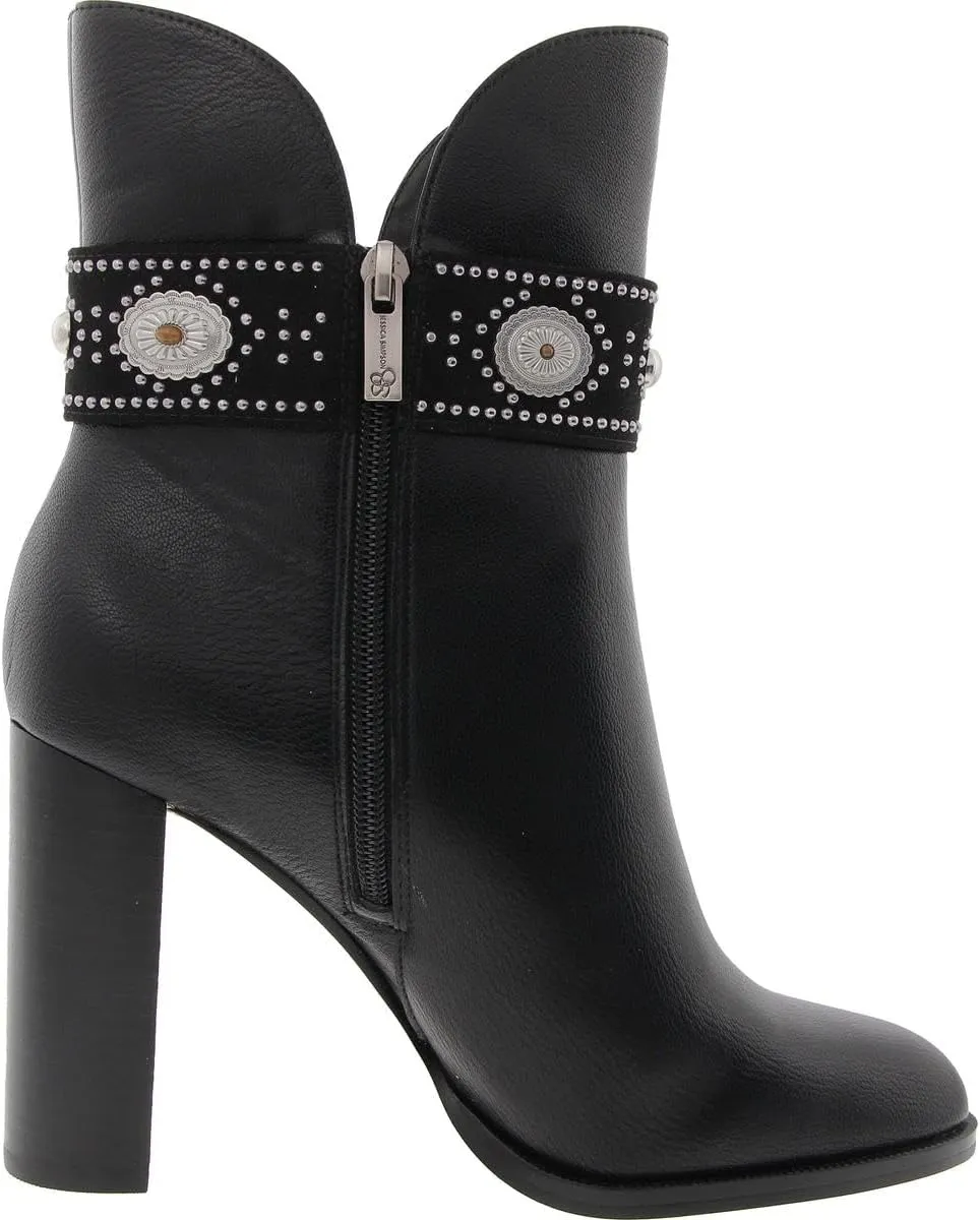 Jessica Simpson Womens Finova Embellished Faux Leather Mid-Calf Boots