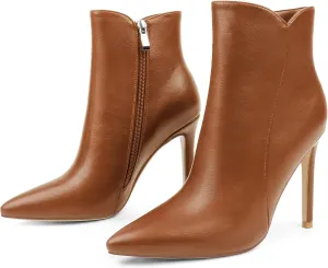 JOY IN LOVE Women's Ankle Boots 4 inch Stiletto High Heels Pointed Toe Zipper Boots