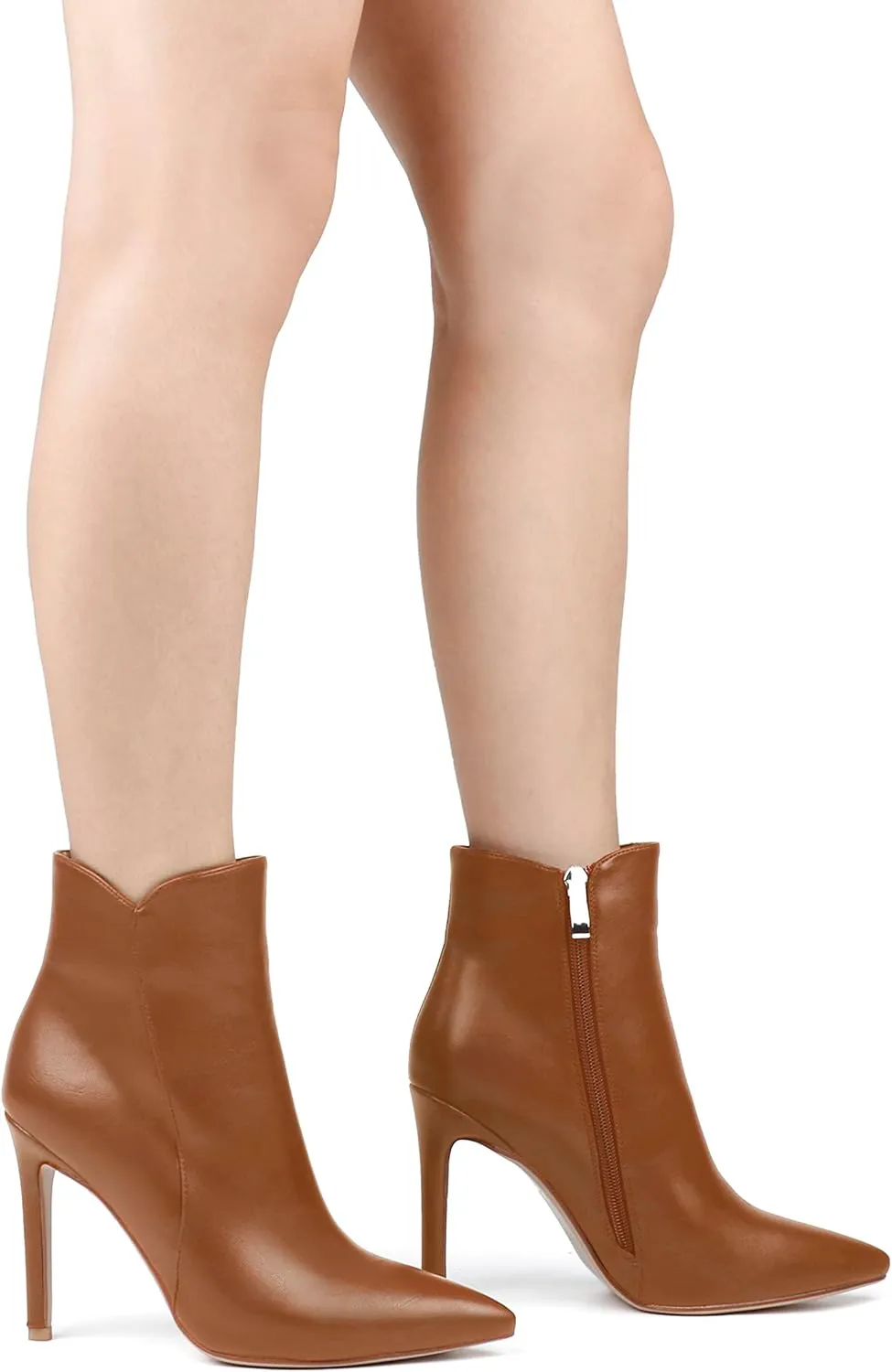 JOY IN LOVE Women's Ankle Boots 4 inch Stiletto High Heels Pointed Toe Zipper Boots