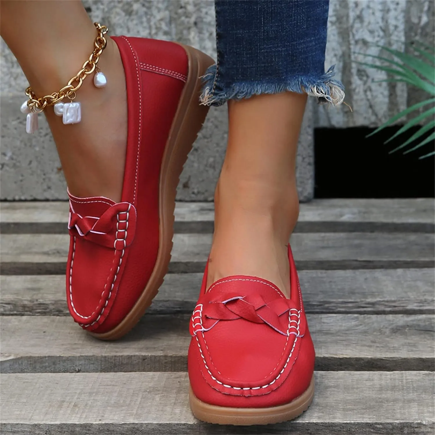Ladies Fashion Multicolor Leather Shoes Soft Sole Flat Casual Shoes Cute Casual Shoes for Women