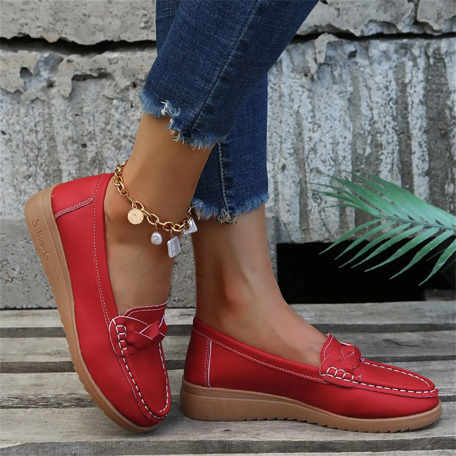 Ladies Fashion Multicolor Leather Shoes Soft Sole Flat Casual Shoes Cute Casual Shoes for Women