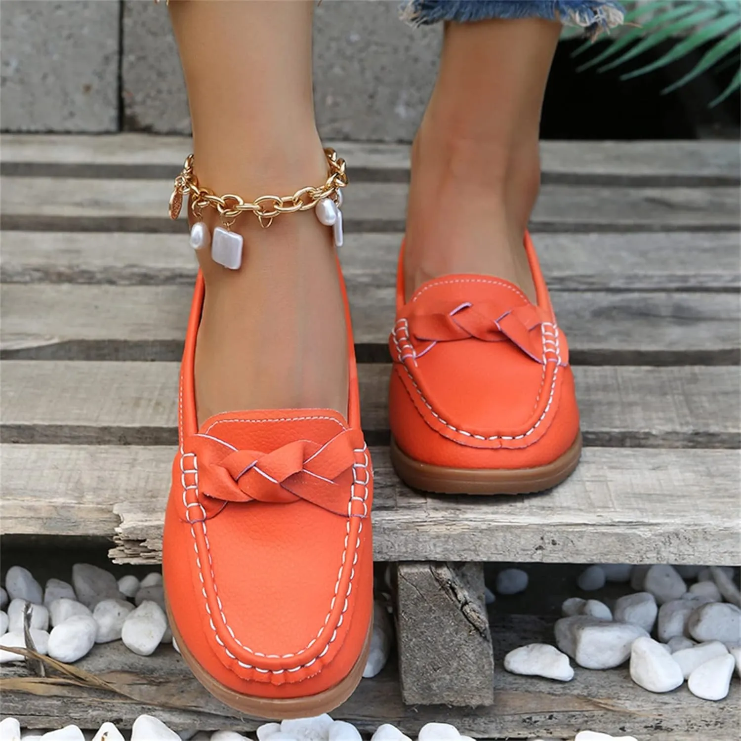 Ladies Fashion Multicolor Leather Shoes Soft Sole Flat Casual Shoes Cute Casual Shoes for Women