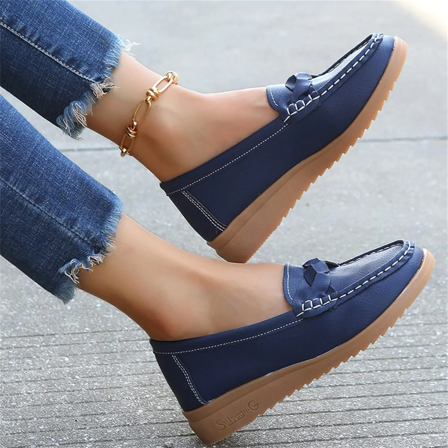 Ladies Fashion Multicolor Leather Shoes Soft Sole Flat Casual Shoes Cute Casual Shoes for Women