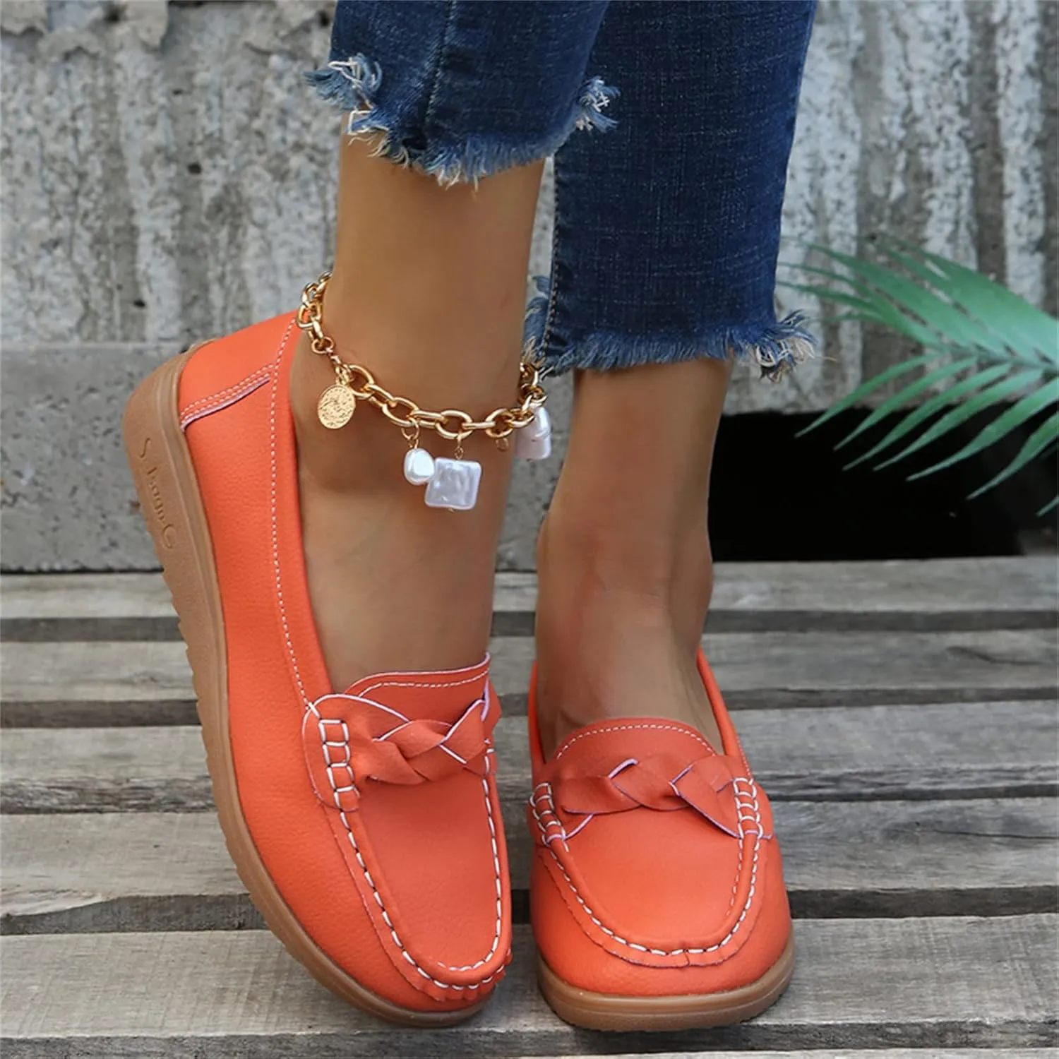 Ladies Fashion Multicolor Leather Shoes Soft Sole Flat Casual Shoes Cute Casual Shoes for Women