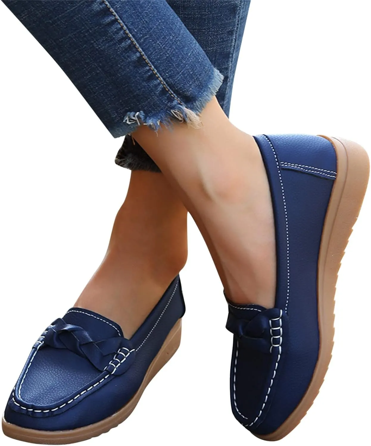 Ladies Fashion Multicolor Leather Shoes Soft Sole Flat Casual Shoes Cute Casual Shoes for Women