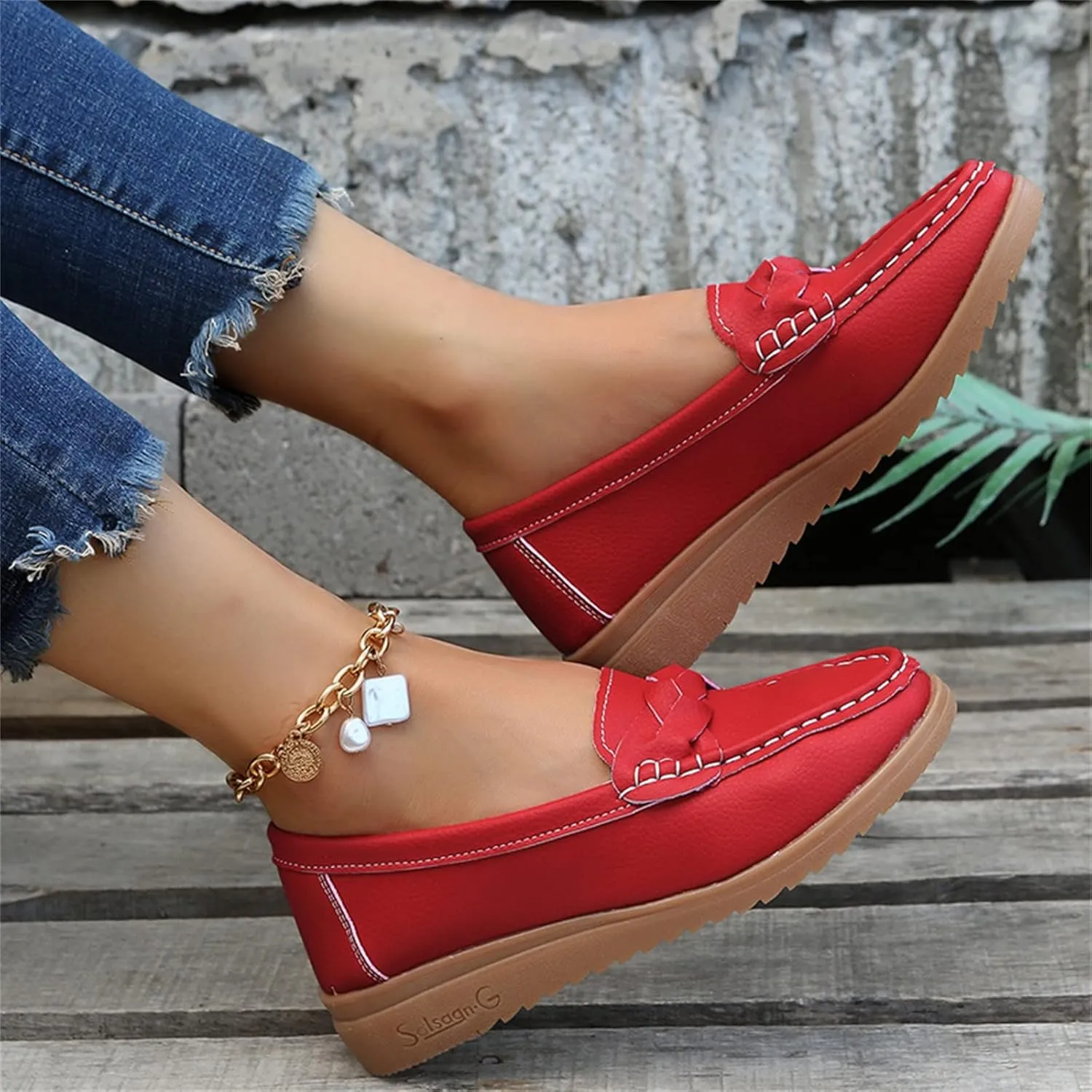 Ladies Fashion Multicolor Leather Shoes Soft Sole Flat Casual Shoes Cute Casual Shoes for Women