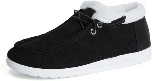 Ladmiple Womens Winter Boots Wide Width Foot Women’s Casual Slip-on Warm Loafers Shoes Faux Fur-Lined Comfortable Lightweight Winter Snow Ankle Boots Outdoor Walking Shoes