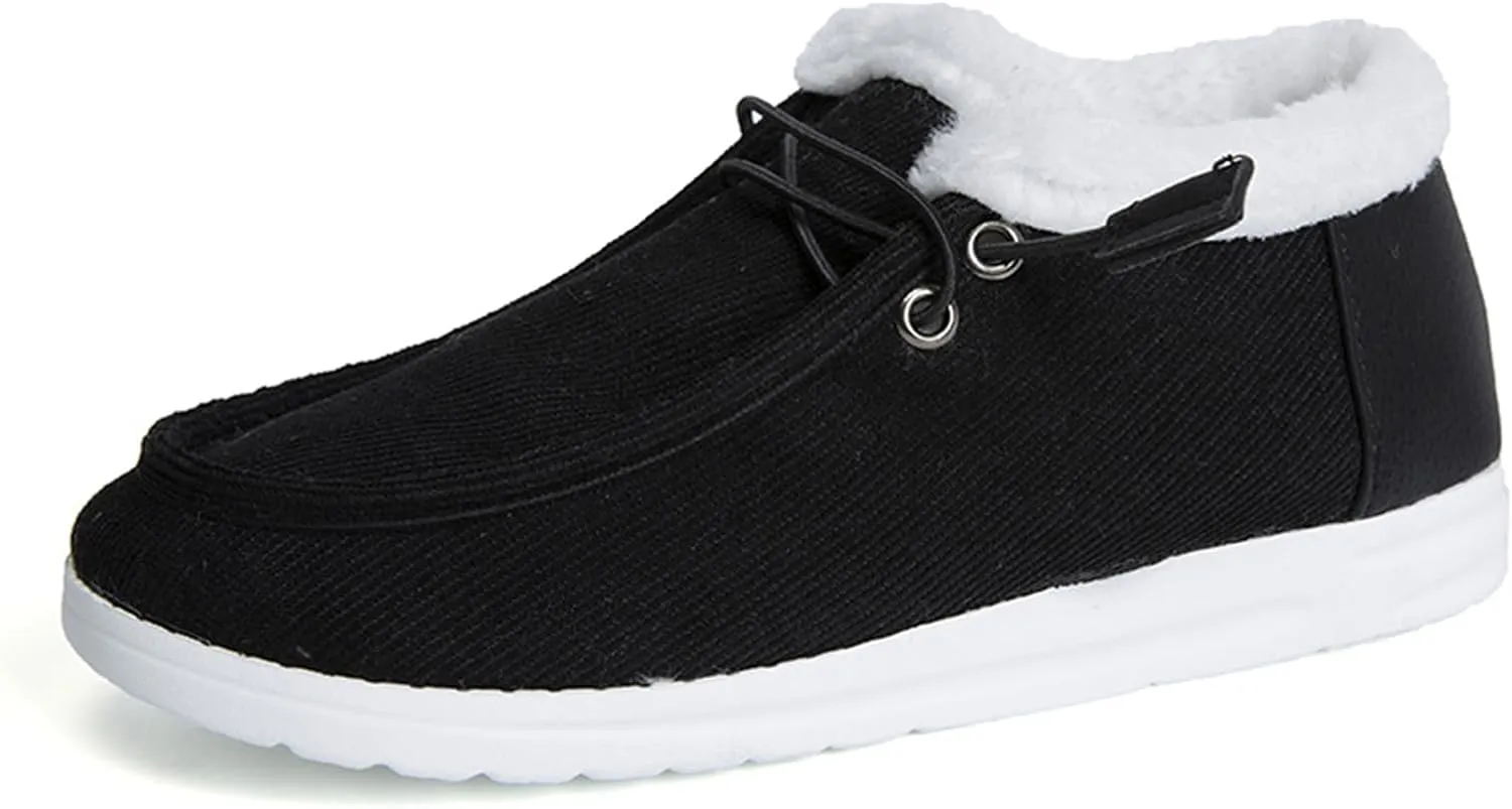 Ladmiple Womens Winter Boots Wide Width Foot Women’s Casual Slip-on Warm Loafers Shoes Faux Fur-Lined Comfortable Lightweight Winter Snow Ankle Boots Outdoor Walking Shoes