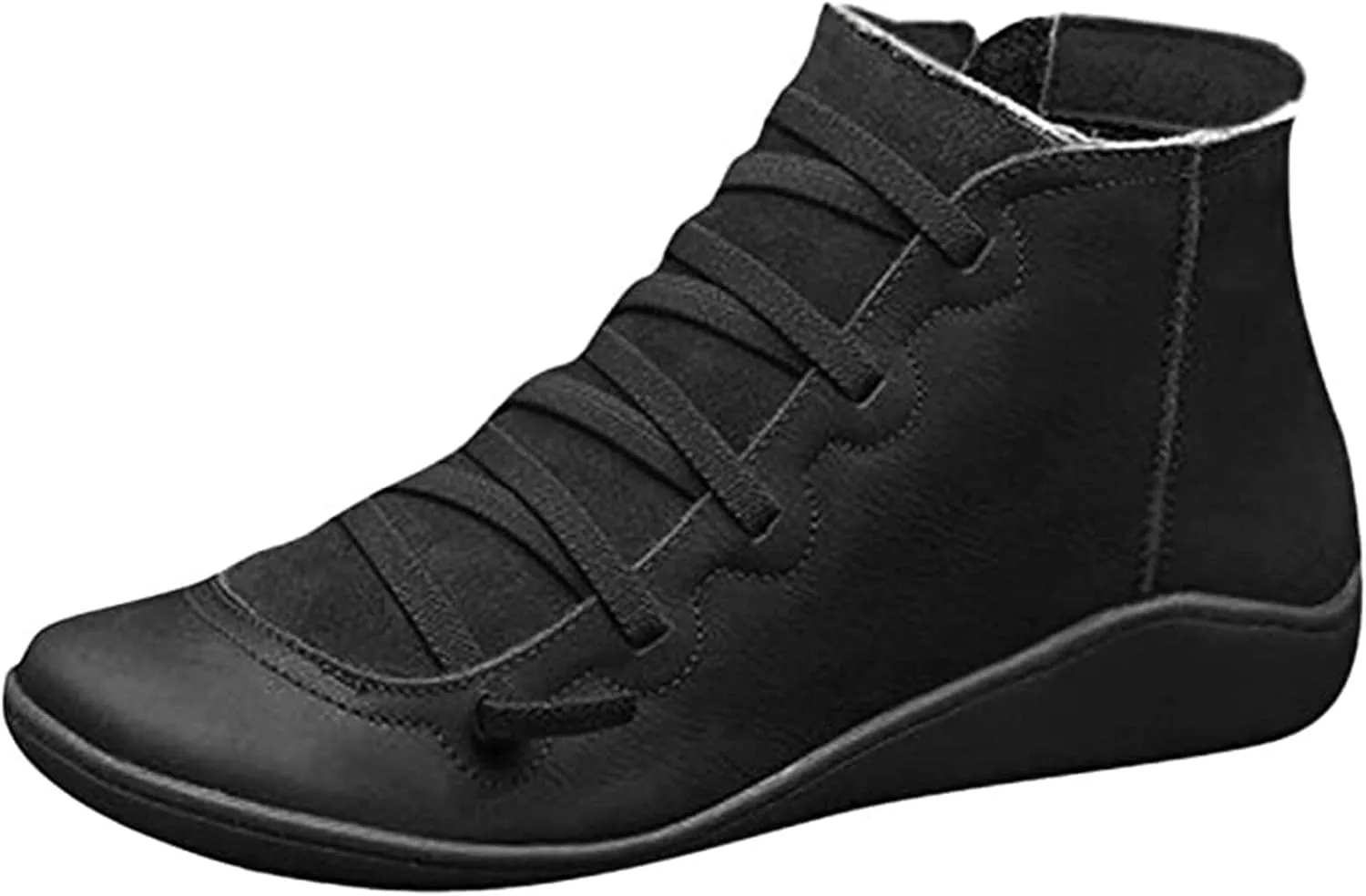 Lausiuoe Boots For Women Ankle Booties Sexy Low Heels Fashion Short Boots Side Zipper Western Casual Dressy Flat Boots
