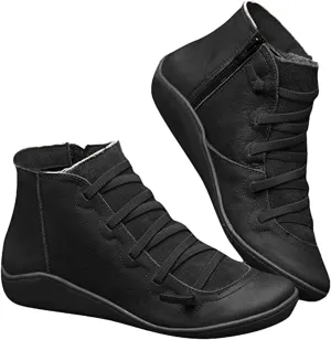 Lausiuoe Boots For Women Ankle Booties Sexy Low Heels Fashion Short Boots Side Zipper Western Casual Dressy Flat Boots