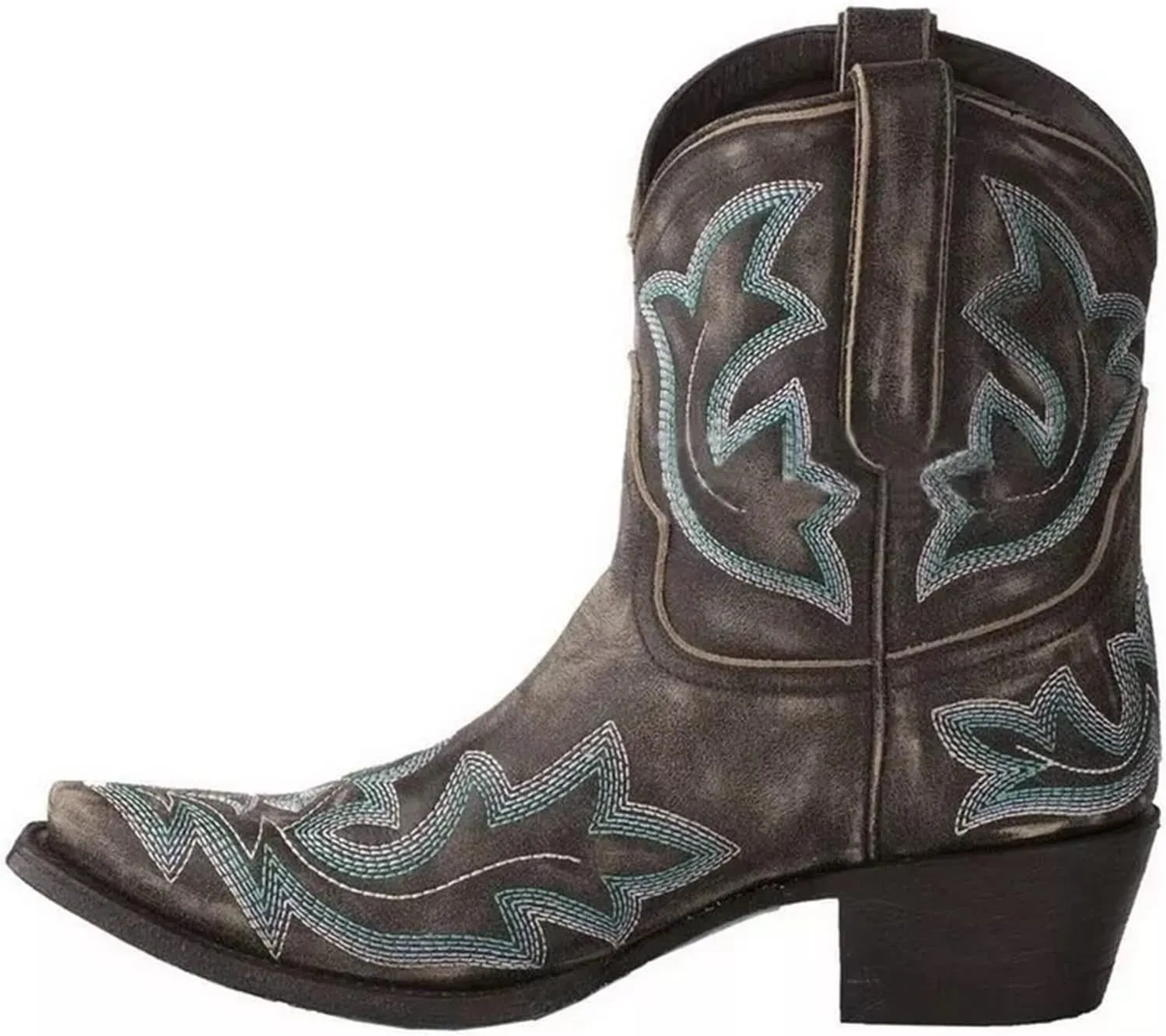 Lausiuoe Cowboy Boots For Women Wide Calf Knee High Western Cowgirl Boots Embroidered Chunky Heel Fashion Boot Pull-On
