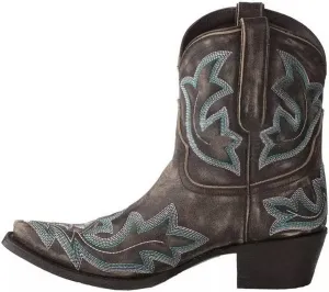 Lausiuoe Cowboy Boots For Women Wide Calf Knee High Western Cowgirl Boots Embroidered Chunky Heel Fashion Boot Pull-On