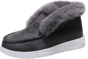 Lausiuoe Winter Boots For Women Fashion 2022 Fuzzy Ankle Bootie Warm Fluffy Silp On Casual Loafers House Shoes Slippers
