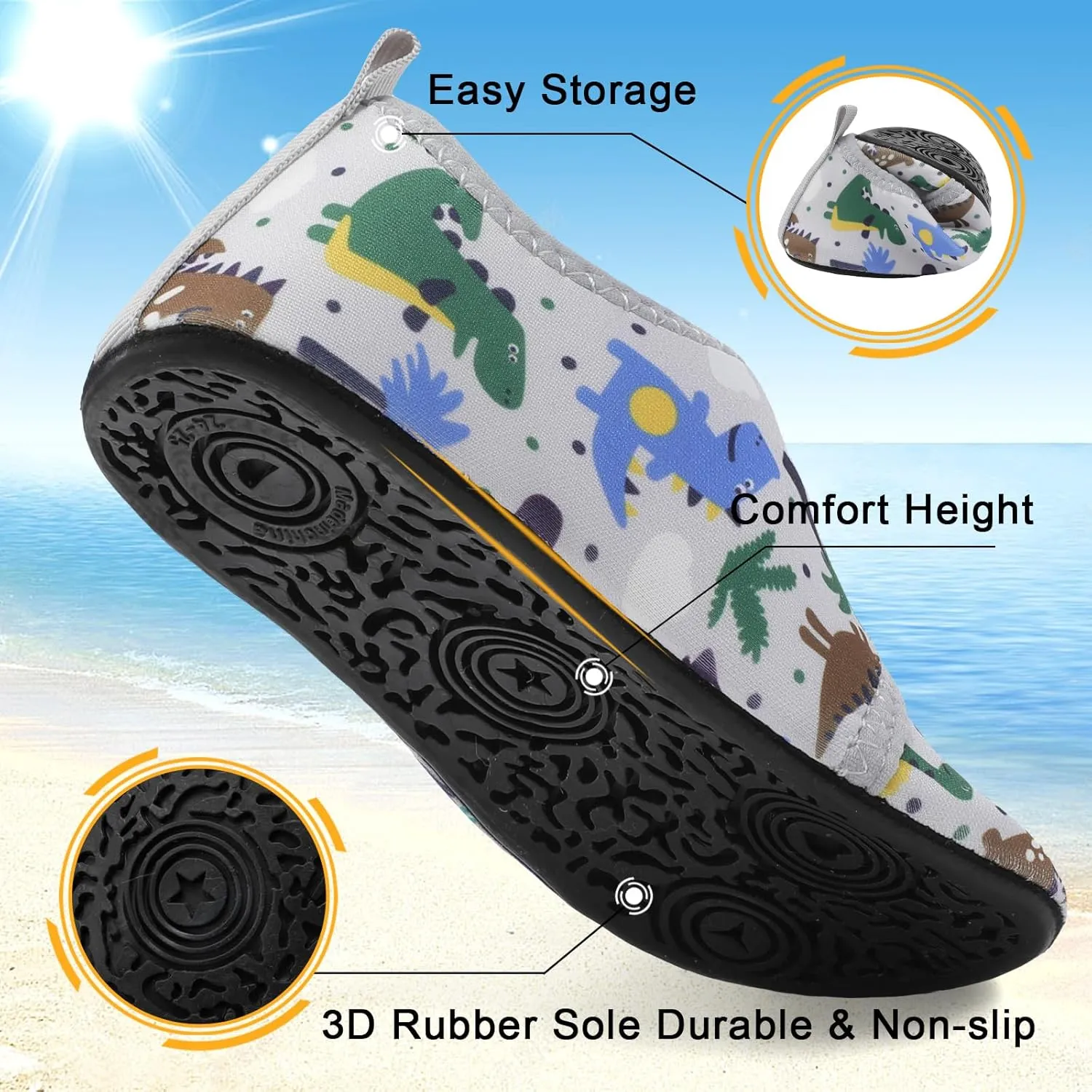 Lefflow Toddler Water Shoes Kids Quick Dry Beach Swim Socks Shoes Baby Non Slip House Slippers