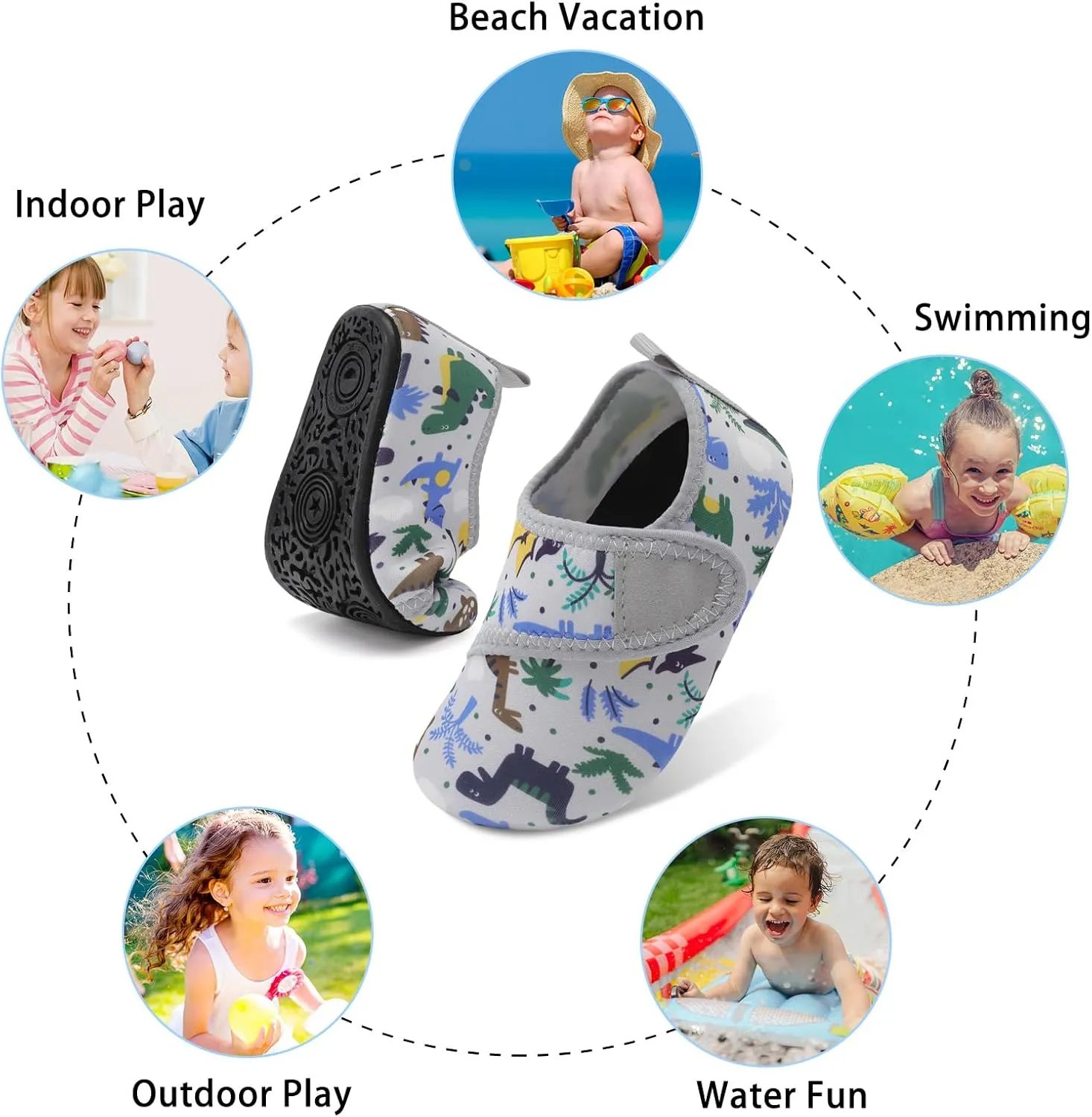 Lefflow Toddler Water Shoes Kids Quick Dry Beach Swim Socks Shoes Baby Non Slip House Slippers