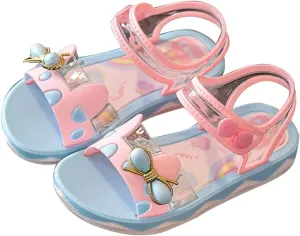 Little Children Girls Summer Sandals Casual Thickened Soft Sole Bow Jelly Shoes Strap Outdoor Beach Shoes